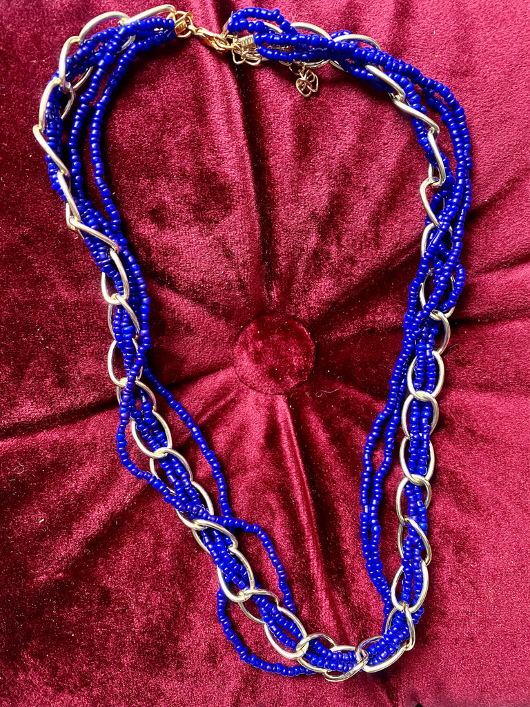 BRAND NEW Jenny Royal Blue Beaded Chain Necklace