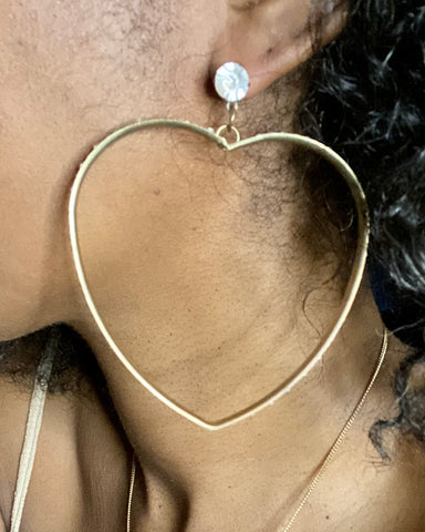 Vintage Danielle Heart Shape Hoop Rhinestone Earrings